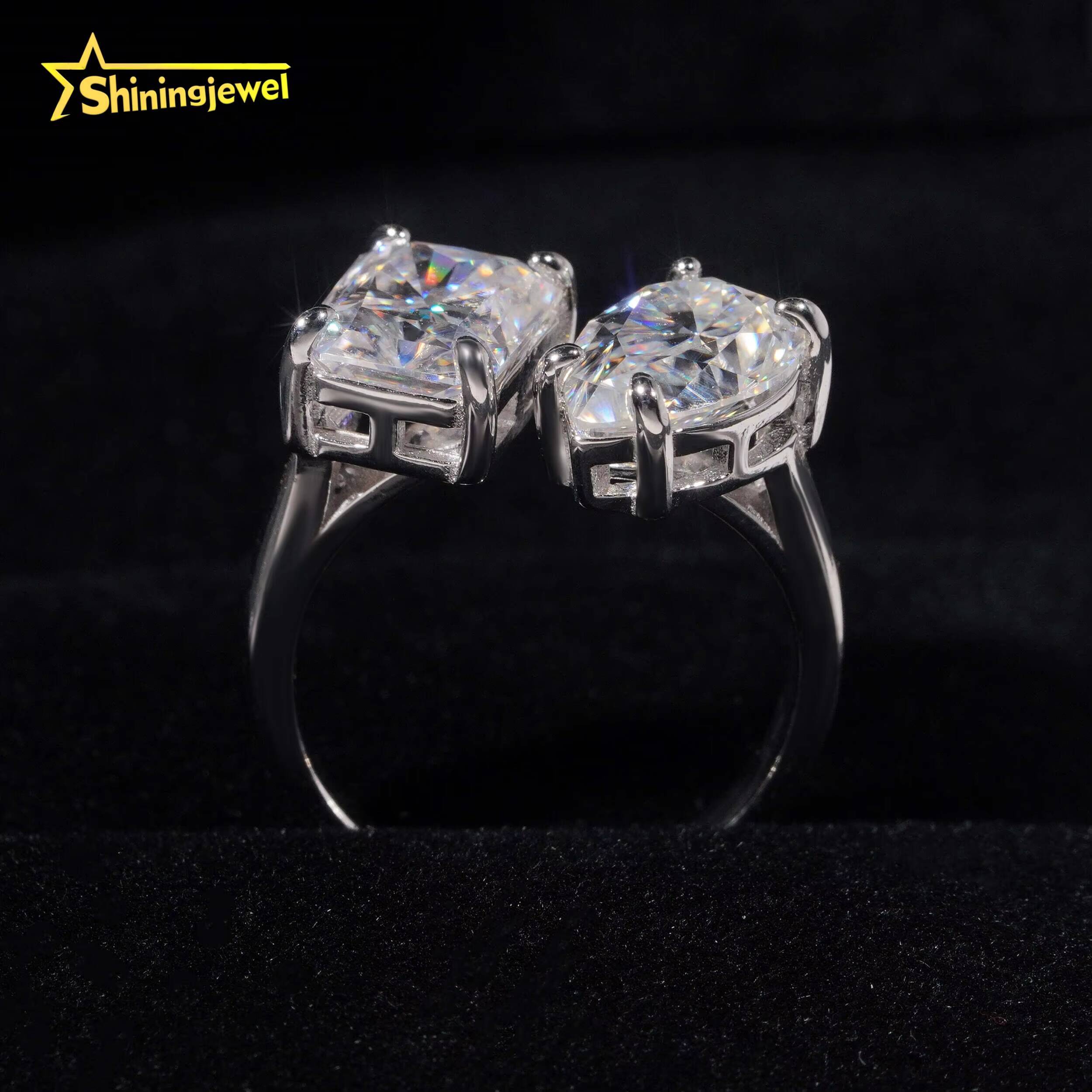 Romantic Lady 925 Silver Cushion Cut Moissanite Ring Custom High Quality Moissanite Ring Wedding Party Gifts Women Ring