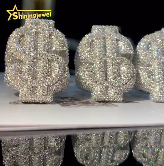 Pass Tester Fashion Custom Hip Hop Style Men Ring Iced Out VVS D Moissanite Diamond Jewelry 925 Sterling Silver Rings Men Women