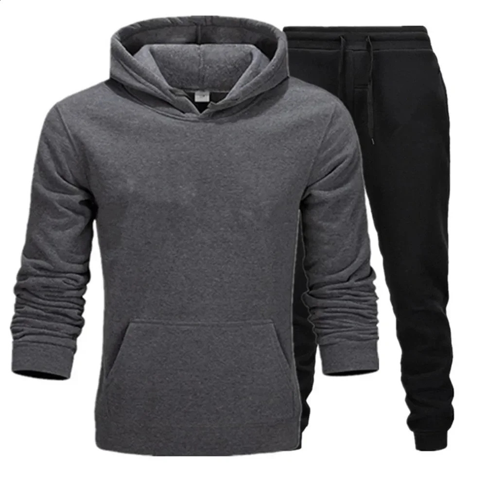 winter hoodies suits men fashion Fleece red hoodie black Brand pants Casual Jogger suit tracksuit sweatshirt 251027