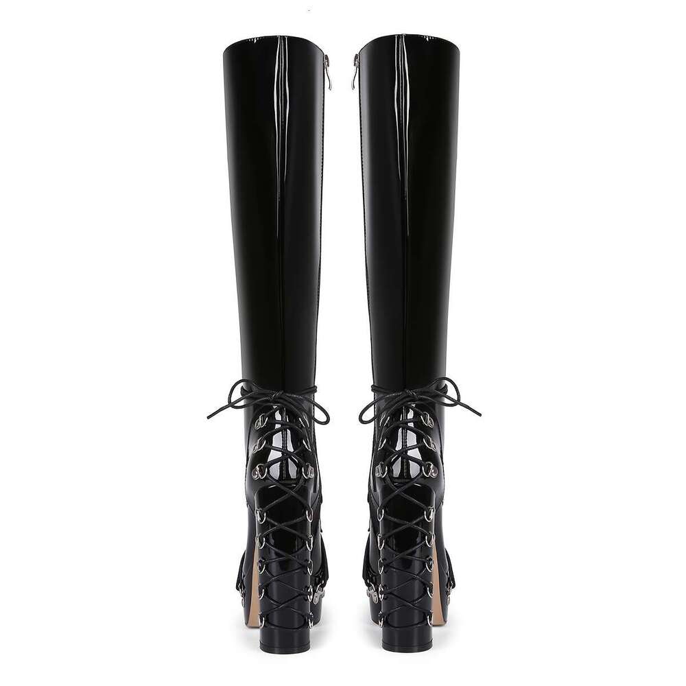 Women's Chunky Knee-High Gothic Punk Rock Boots With Back Zipper Closure, Non-Slip Synthetic Cover, Heavy Platform Heels Parties, Concerts, Every