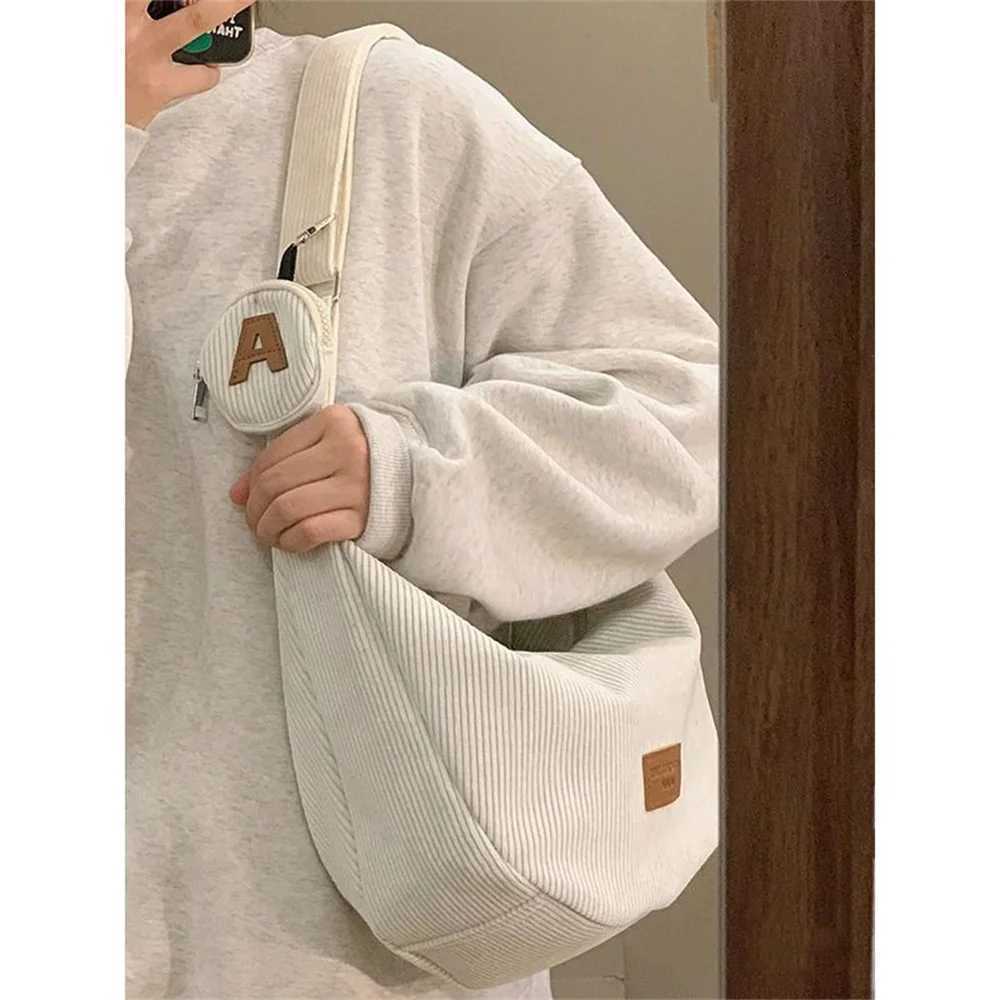 Large Capacity Corduroy Shoulder Crossbody Bag Women Leisure Armpit Bag Solid Color Versatile Dumpling Bag Fashion Messenger BagW251028