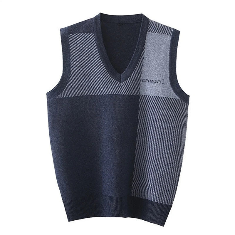Mens Vest Knit Sweater Waistcoat Thin Spring and Autumn Casual Clothes Vneck Sleeveless 251016