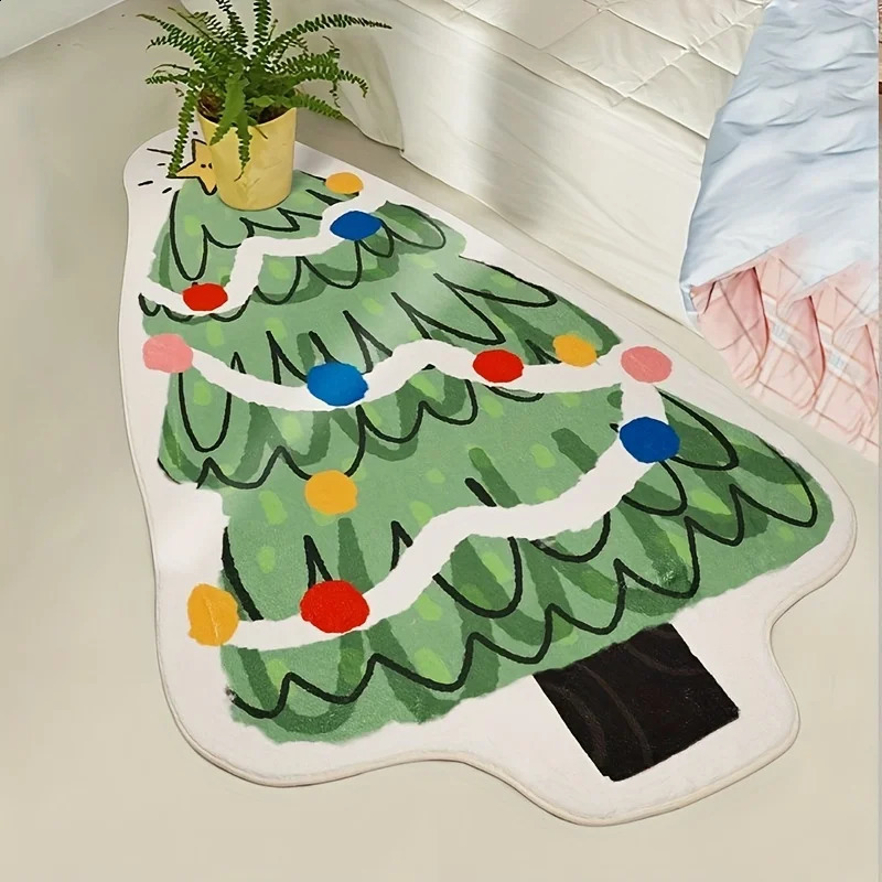 VIKAMA Creative Christmas Tree Living Room Carpet Doormat Bedroom Bedside Floor Mat Holiday Decoration 1028 H260226