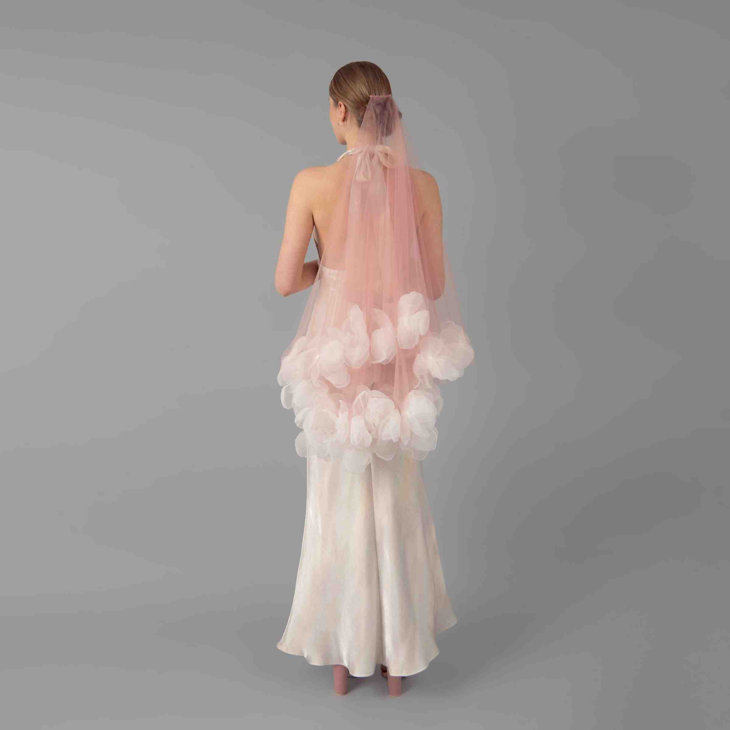 Elegant Wedding Veil Two Layer Lace Handmade 3D Flower Elbow Length Bridal Veil Soft Tulle Brides Wedding Accessories