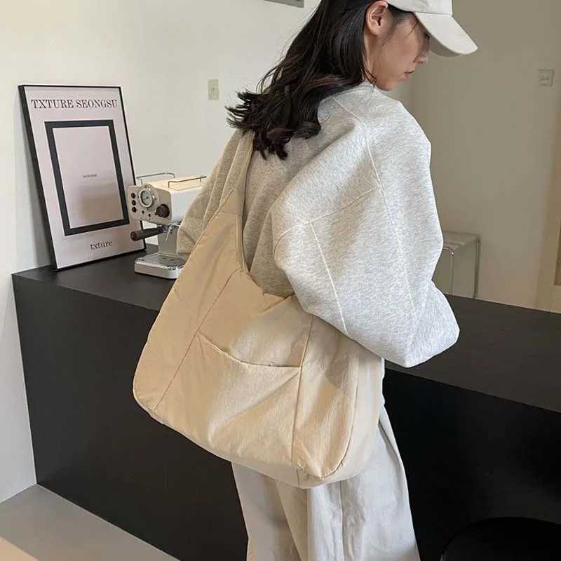 Trendy Womens Soft Cloth Shoulder Bag Solid Color Student 2025 Spring Y2k Casual Style Big Handbags Crossbody Bags for WomenW251028