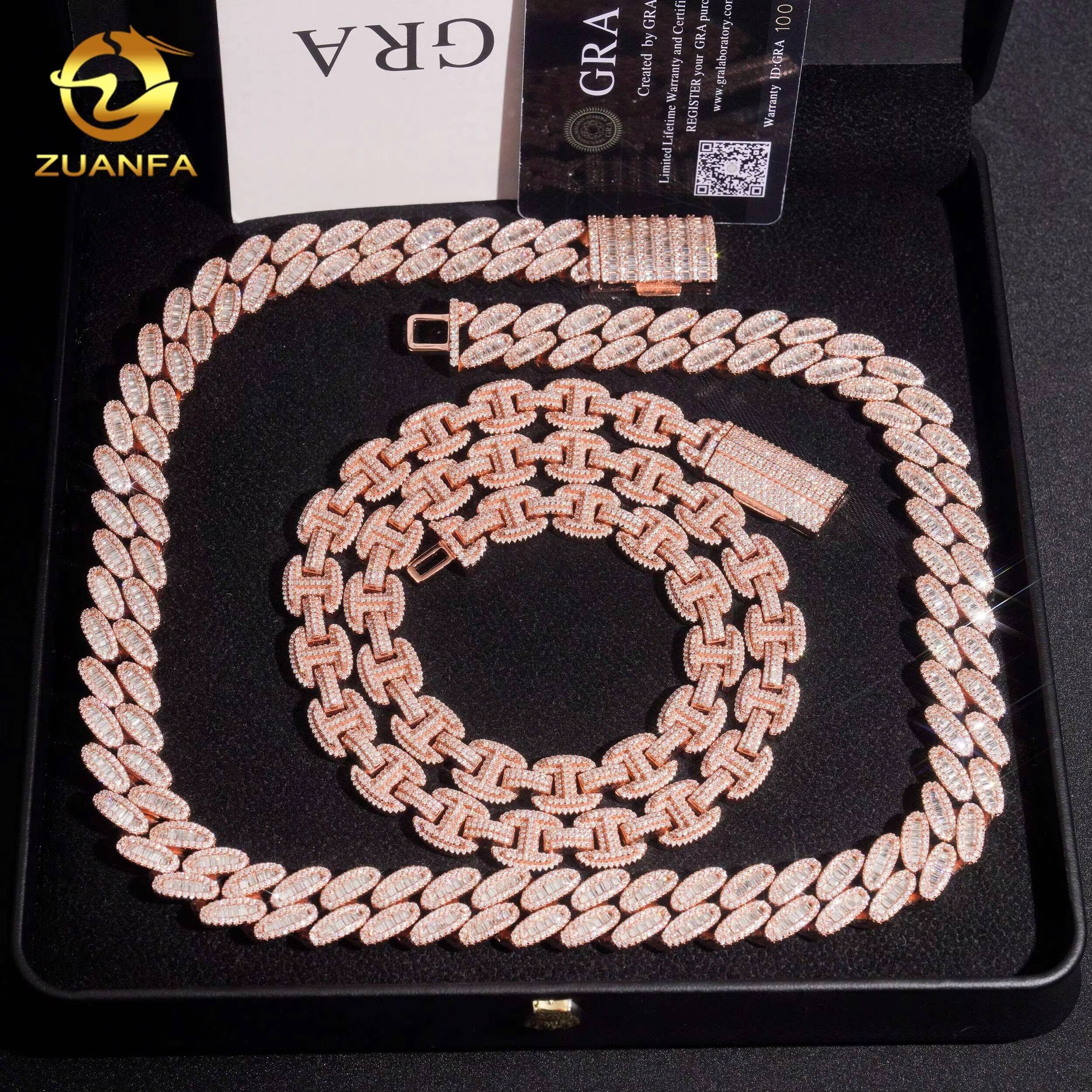 High Quality Solid 925 Silver Moissanite Miami Cuban Link Chain Hip Hop Jewelry Iced Out Cuban Link With GRA Certificate