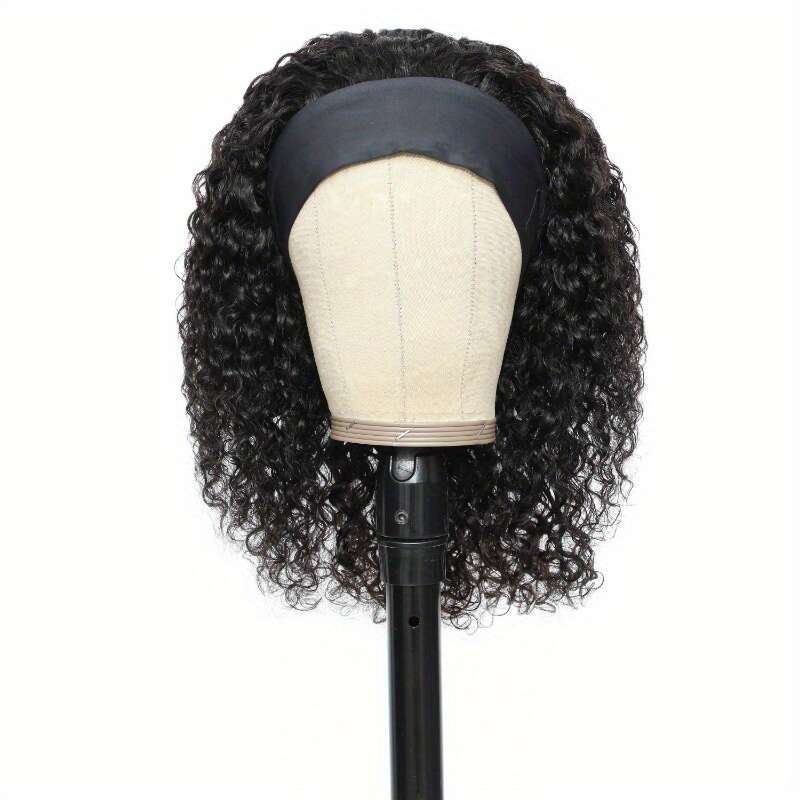 200% Density Brazilian Remy Human Hair Wig - Glueless Headband Deep Wave Sporty Style Rose Net For Women, Natural Look & Secure Fit, All Ethnicities, 
