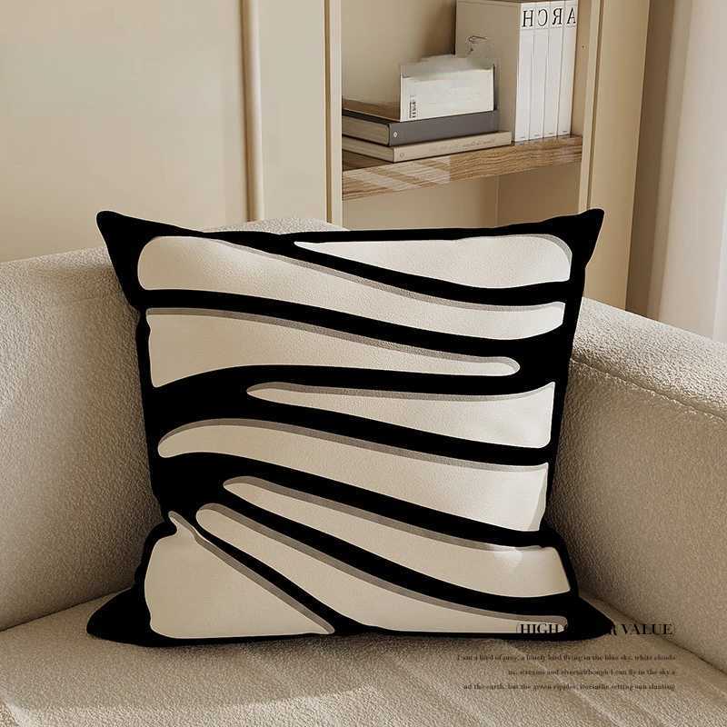 Pillow Case Light Luxury Senior Sense of Black and White Modern case Living Room Sofa Model Room Cushion Cover Waist Cover C251028