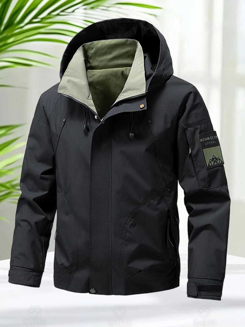 Waterproof Jacket Men Outdoor Softshell Zip Up Hooded Jacket Windbreaker Hiking Camping Coats Lightweight Spring Autumn Coats X2510281