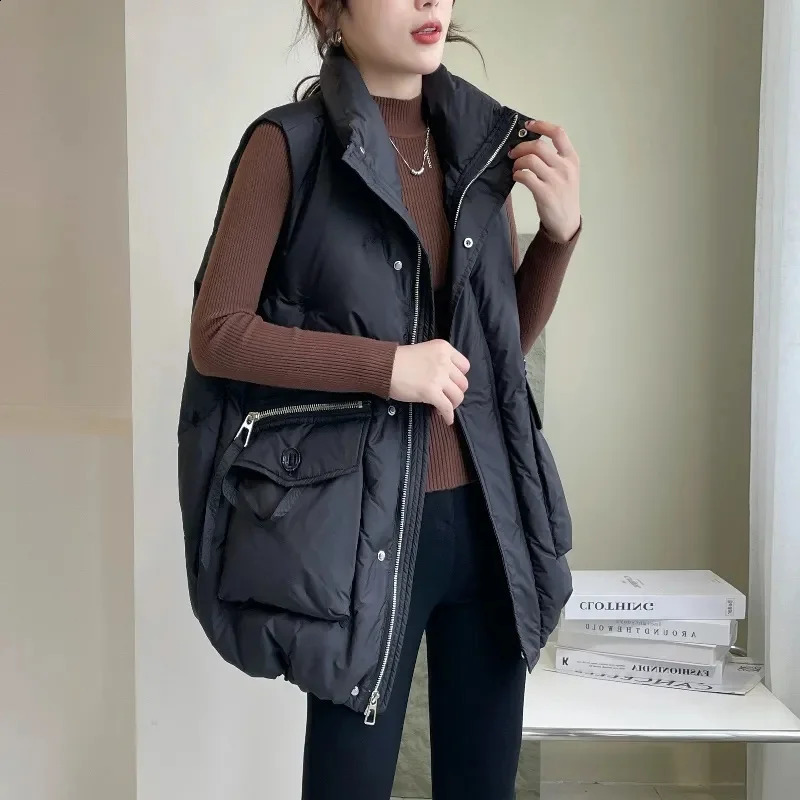Down Cotton Vest Womens Autumn Winter Fashion Korean Cotton Padded Thick Warm Sleeveless Waistcoat Parkas Femme 251027