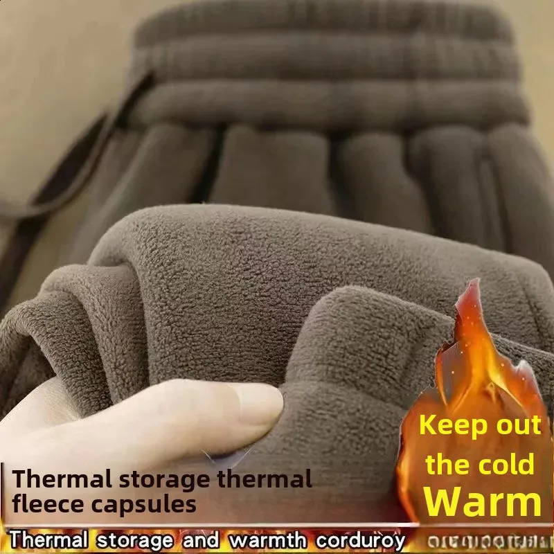 DoubleSided Zippered Fleece Pants For Men Thickened Winter Warm Sweatpants Casual Loose Fit Outerwear Trousers 251027