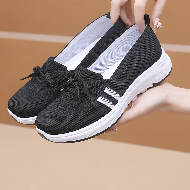 Spring and Autumn Women's New Foot Comfortable Soft Sole Walking Shoes Casual Fashion Sports Women's Shoes Middle-aged and Elderly Flat Shoe