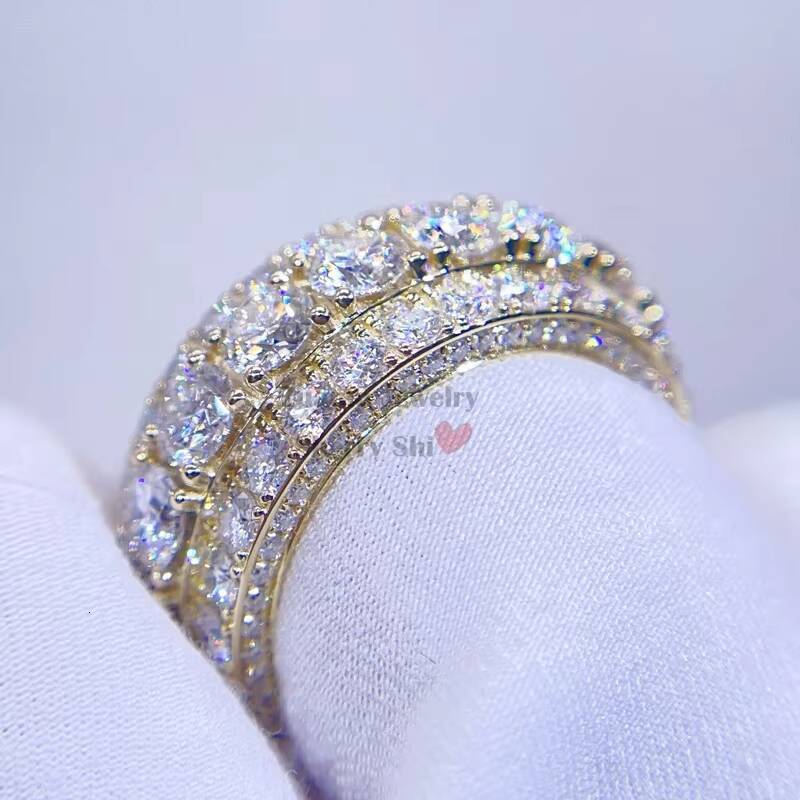 925 Silver 10k 14k 18k Vvs Moissanite Diamond Men Ring Band Gold Eternity Ring