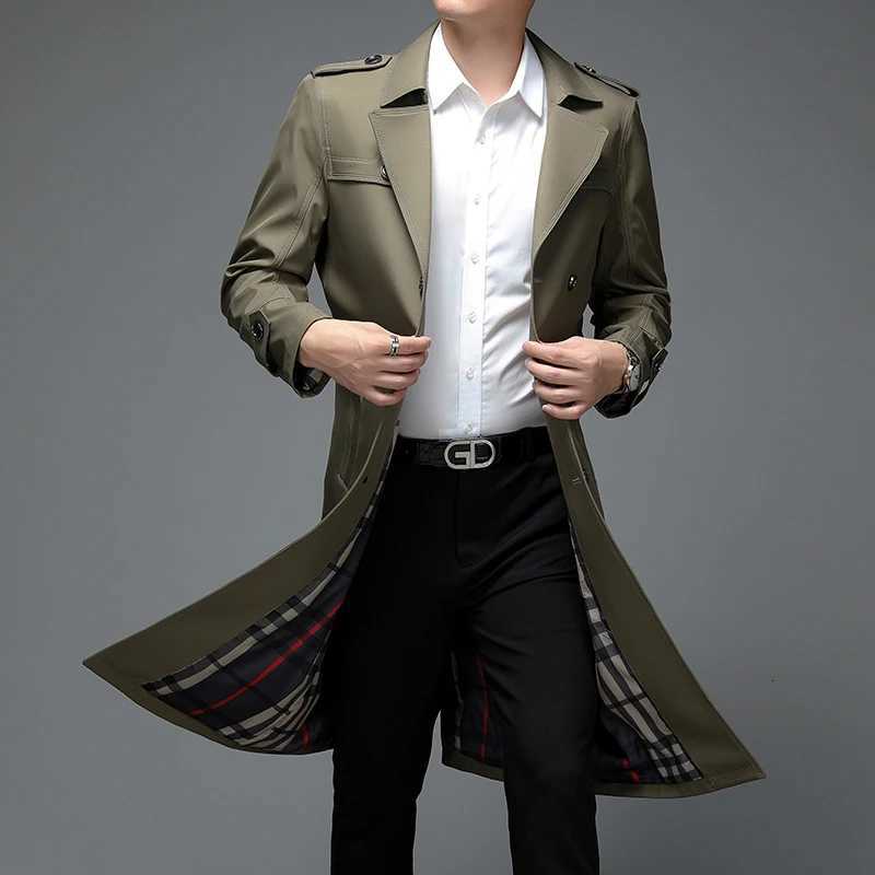Spring Autumn Streetwear Fashion Trench Coat Mens Designer Overlong British Coats Mans Clothing With Epaulets Mens Jackets X251028