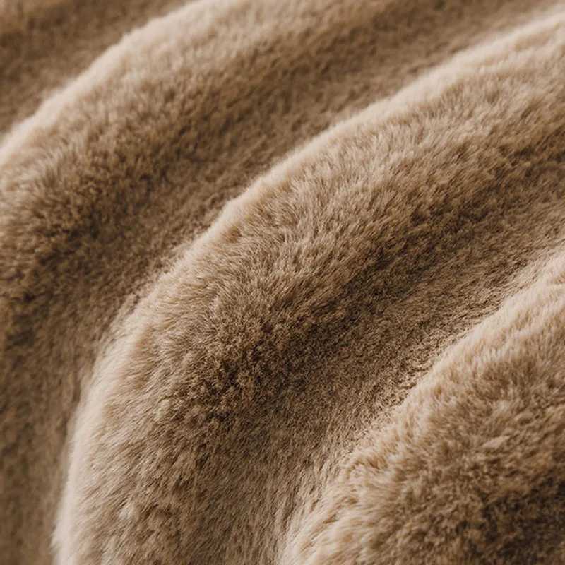 Irregular Faux Rabbit Fur Sofa Cushion with Vertical Stripes Autumn Winter Thick Warm Couch Slipcover Solid AntiSlip Home Decor C251028