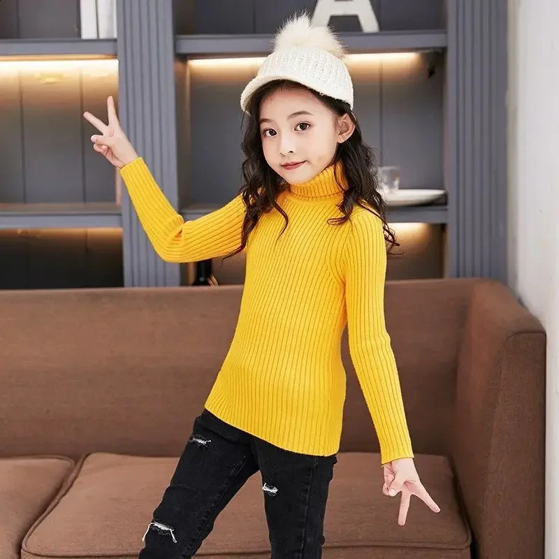 Fashion Baby Girls Winter Turtleneck Knitted Sweaters Clothes Autumn Children Boys Pullover Kids Knitwear Versatile 251027