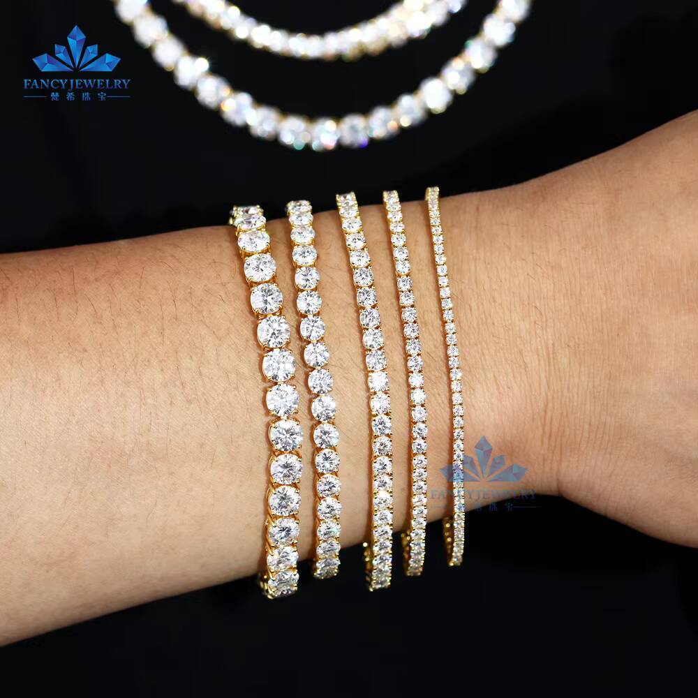 Luxury Mens Womens Hip Hop Tennis Chain Bracelet Iced Fine Jewelry 2MM65MM S925 Silver VVS Moissanite for Gifts Parties