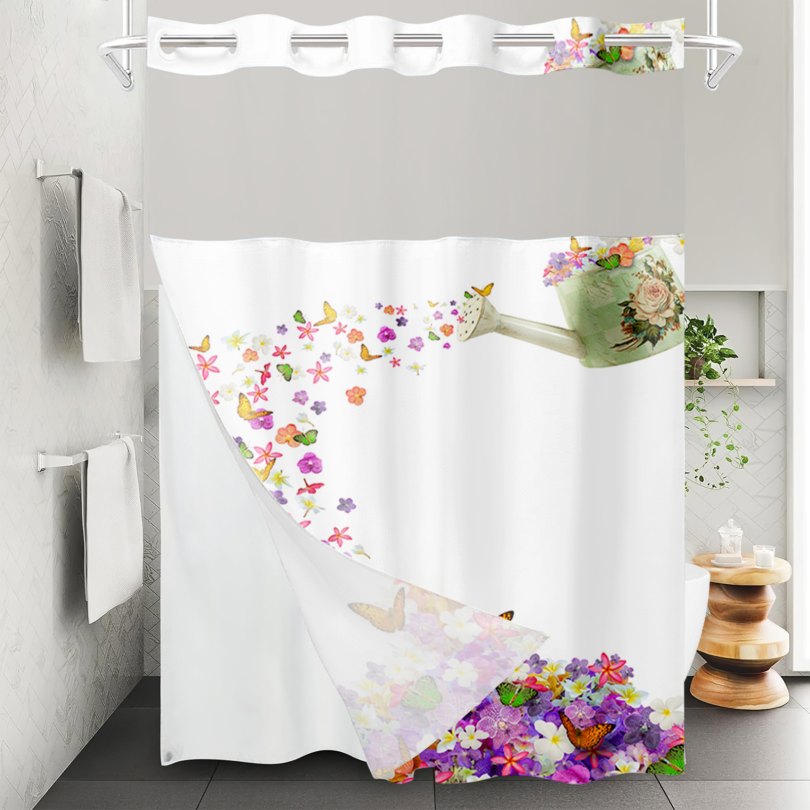 YL-37576 Hot selling digital printed shower curtain animal waterproof, mildew-proof and moisture-proof bathroom dry and wet separation curtain