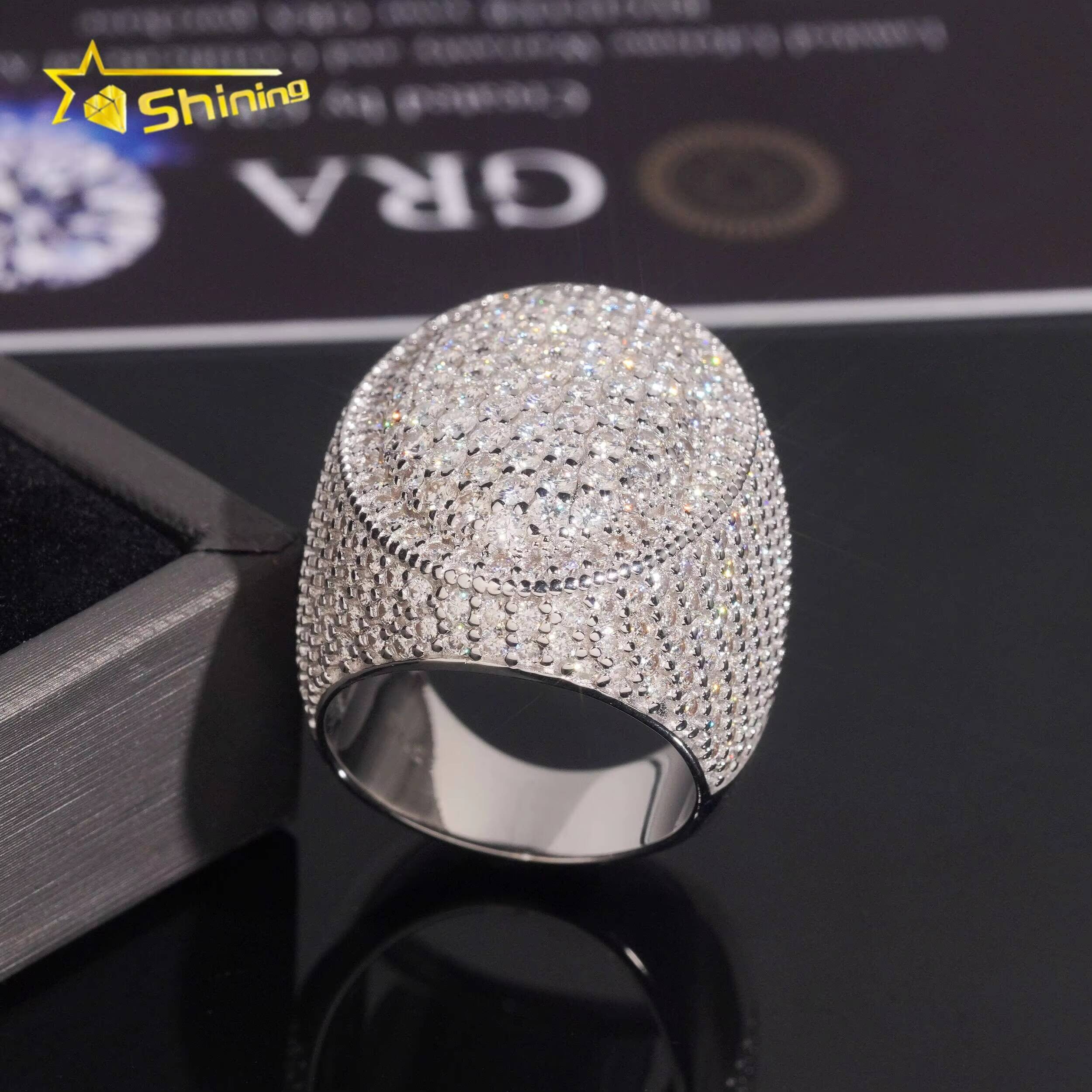 Fine Jewelry Iced Out Ready to Ship 925 Sterling Silver Moissanite Diamond Hip Hop Rings for Men