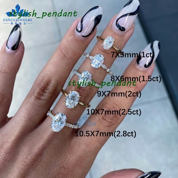 Luxury S925 Sterling Silver 18K Solid Gold Bridal Wedding Jewelry Flawless Oval Moissanite Diamond Engagement Wedding Ring