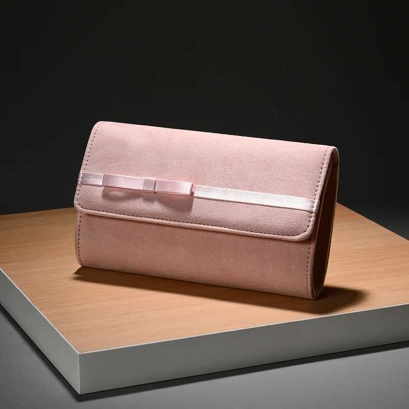 Fashion Solid Color Flannelette Hand Evening Dress Bag with Bow Decorated Banquet Gift Chain Shoulder Crossbody Bag H251027