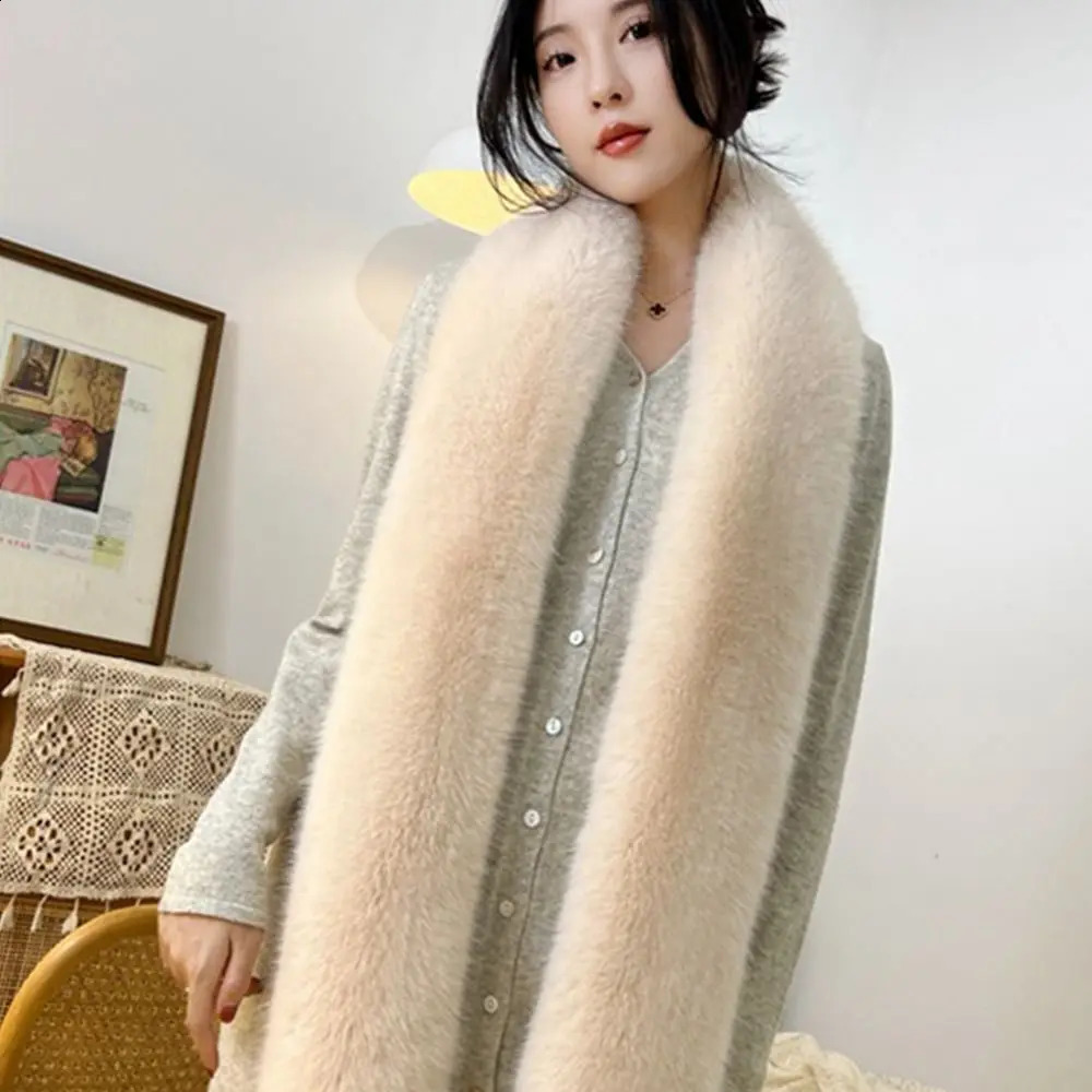 Fur Decor 6 Colors 180cm Fur Long Scarf Thicked Fluffy Plush Neck Warmer Muffler Vintage Ladies Scarves Party 251023