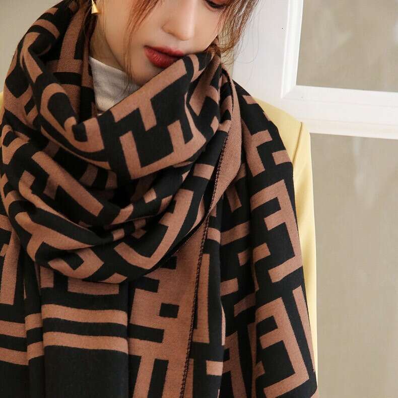 for Women High-end Feel Winter Imitation Cashmere Scarf Shawl ET Letter Air-conditioned Room Dual-use Spring Autumn Office