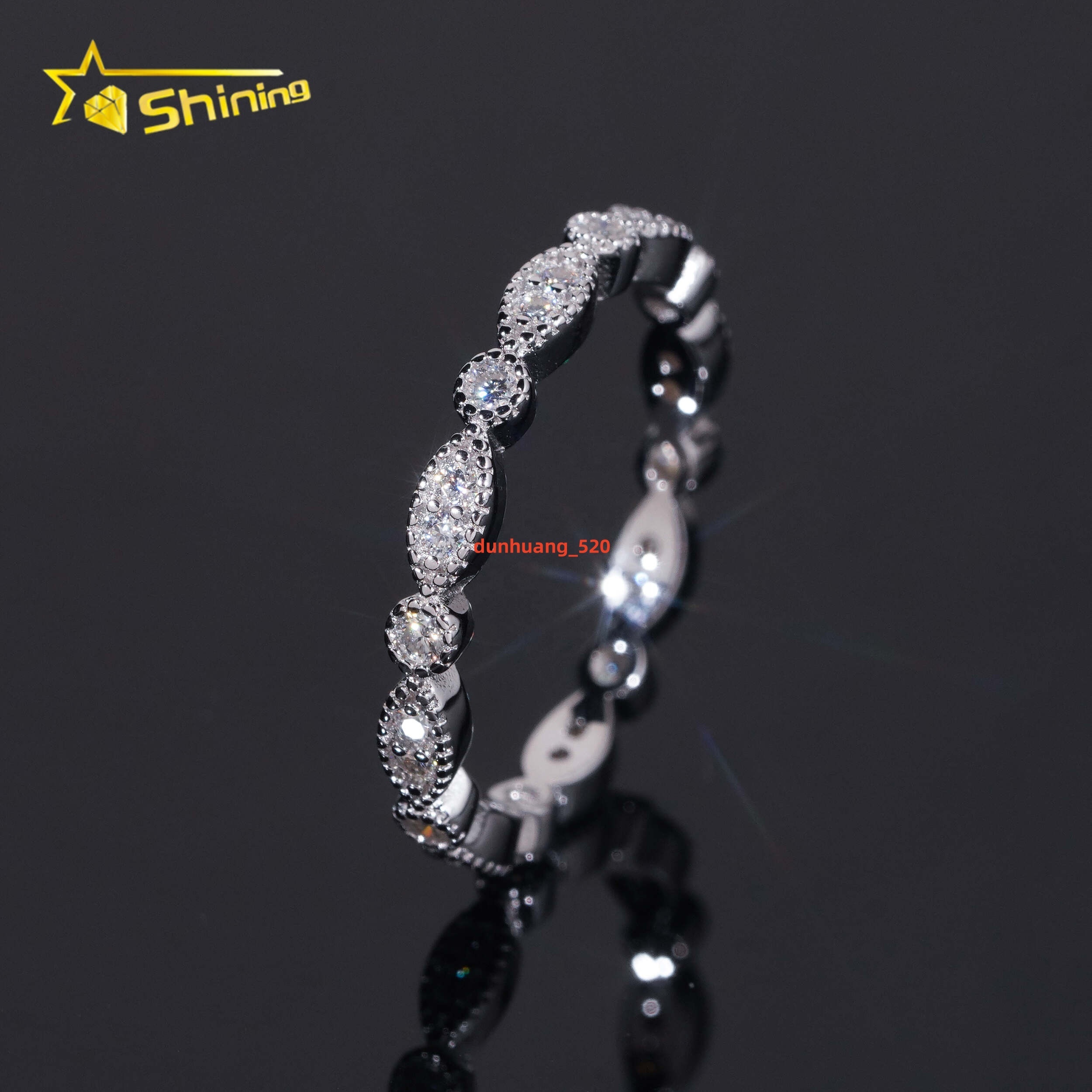 New Arrival Tiny Iced Out Eternity 925 Silver Diamond Engagement Ring VVS Moissanite Womens Rings