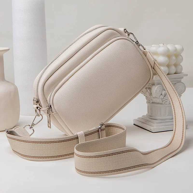 New Lychee Pattern Small Square Bag Comfortable Weaving Strap Style Wide Shoulder Strap Small Bag Single Shoulder Crossbody BagW251028