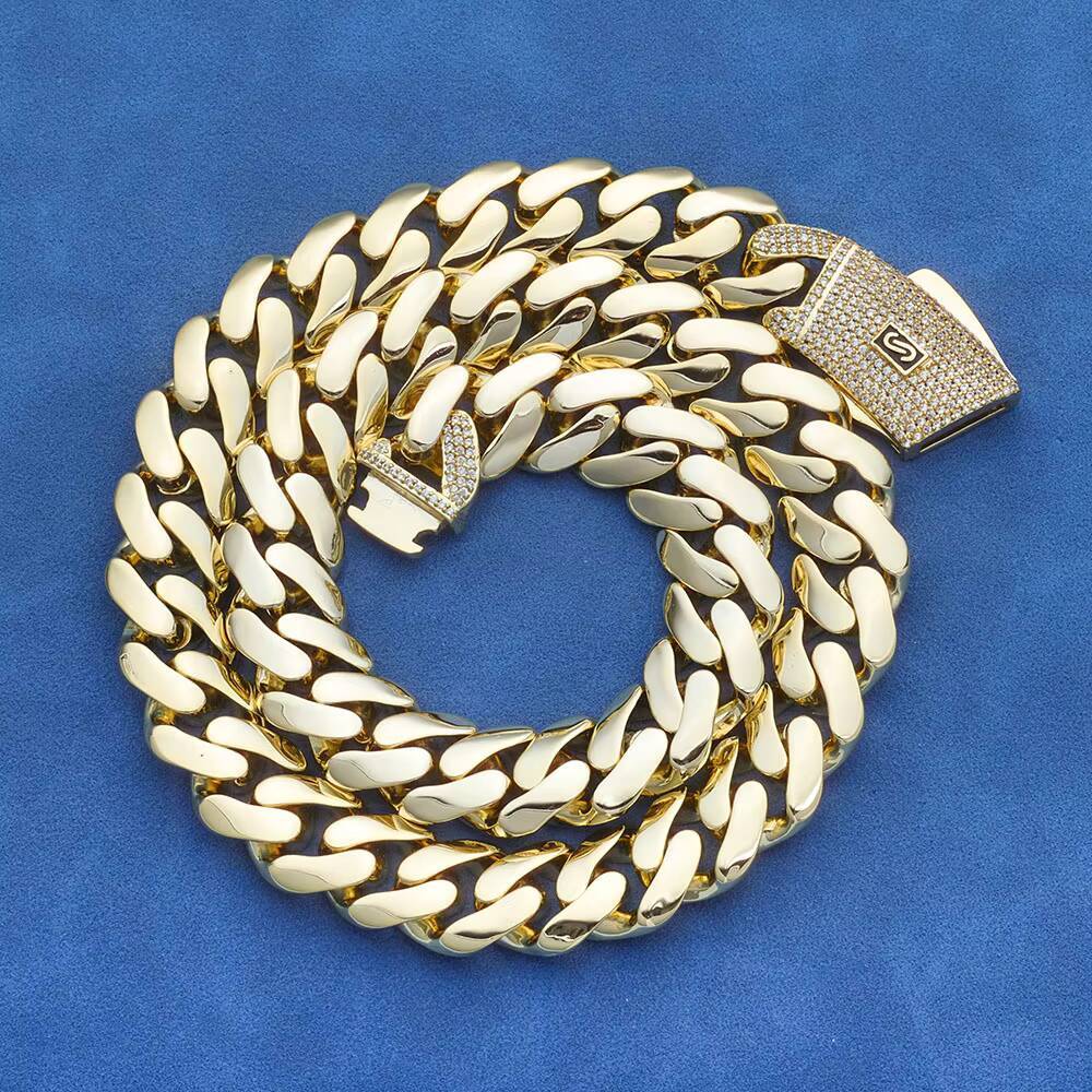 NUOAY 925 Silver Cuban Chain Necklace with Iced Out Moissanite Clasp Hip Hop Style Pass Diamond Test Fine Jewelry for Women Men