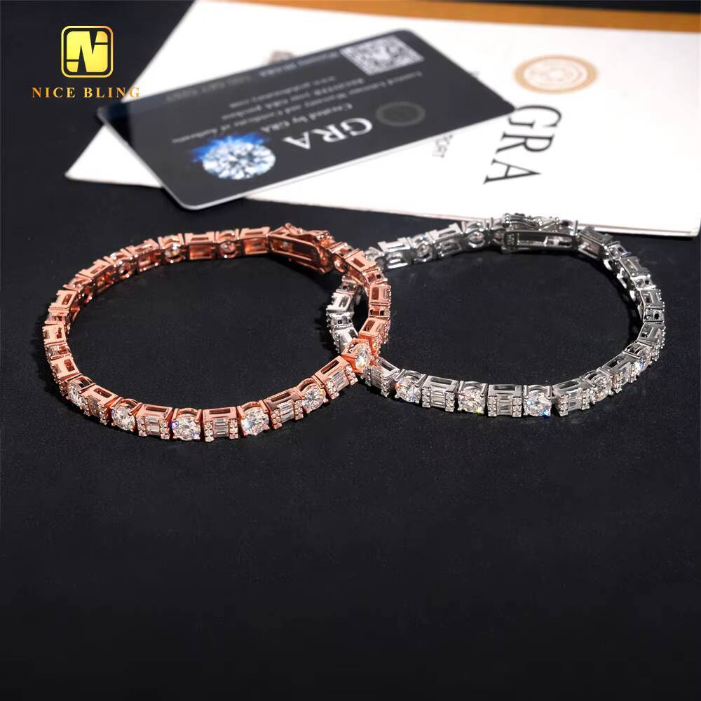 Fashion Fancy Cut Iced Out 5MM Tennis Chain 925 Silver Moissanite Diamond Tennis Necklace Pass Diamond Test Moissanite Necklace