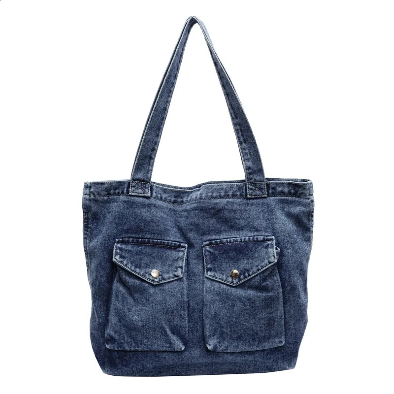 2025 Womens Denim Tote Bag Versatile Big Capacity Shoulder for College Students Casual Everyday Use 251018