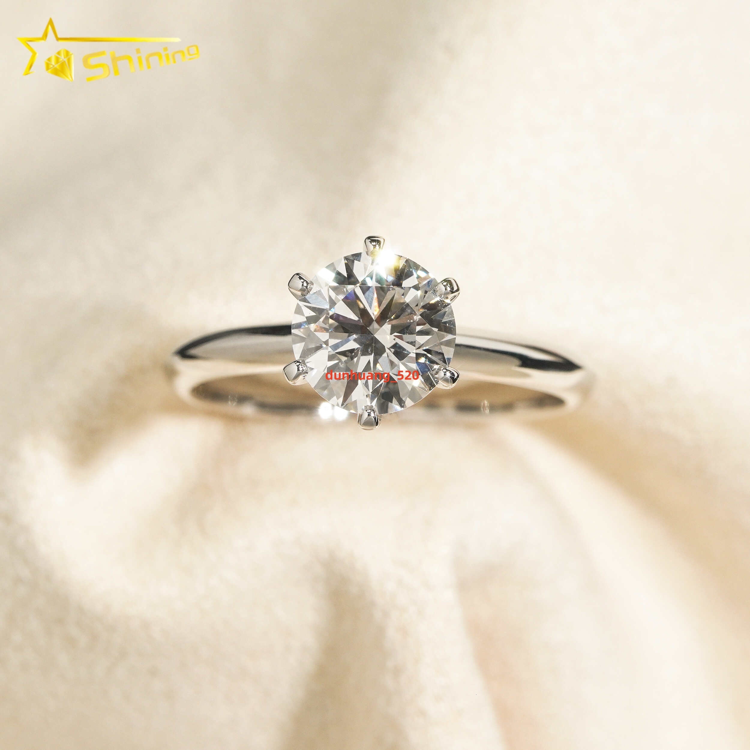 With GIA Certificate Women Jewelry 6 Claws Classic Round Brilliant Cut 103ct 14K White Gold Solid Lab Diamond Engagement Ring