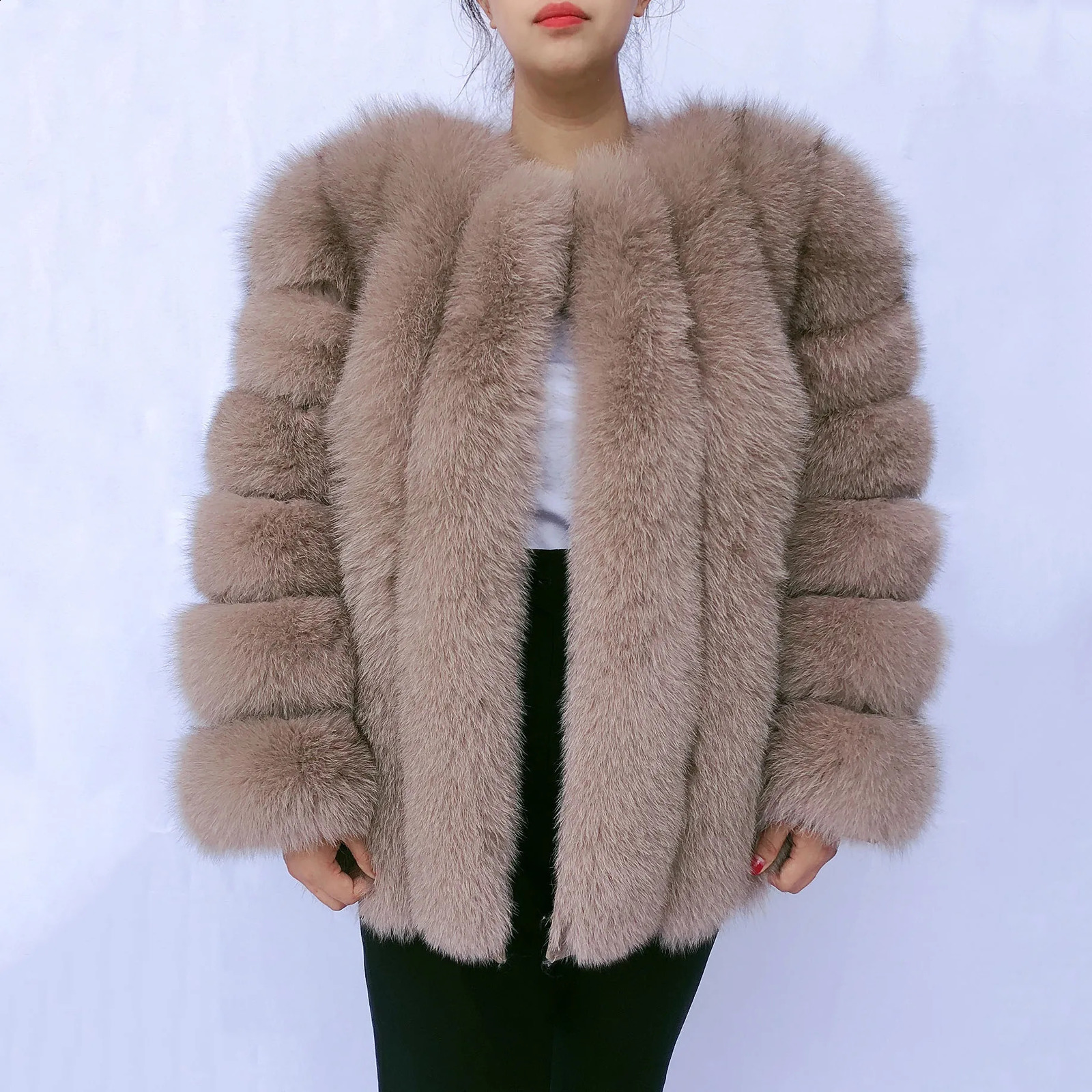 fox fur coat womens autumn and winter vertical bar natural fox jacket fashion silver fox fur coat free postage 251027