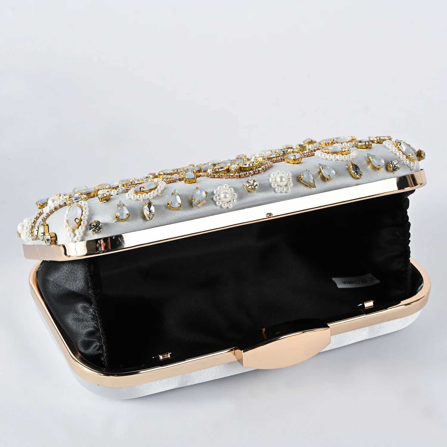 Rhinestone Women Shoulder Clutch Bag Evening Bags With Diamond Pearls Beads Messenger Handbag Phone Bag for Party H251027