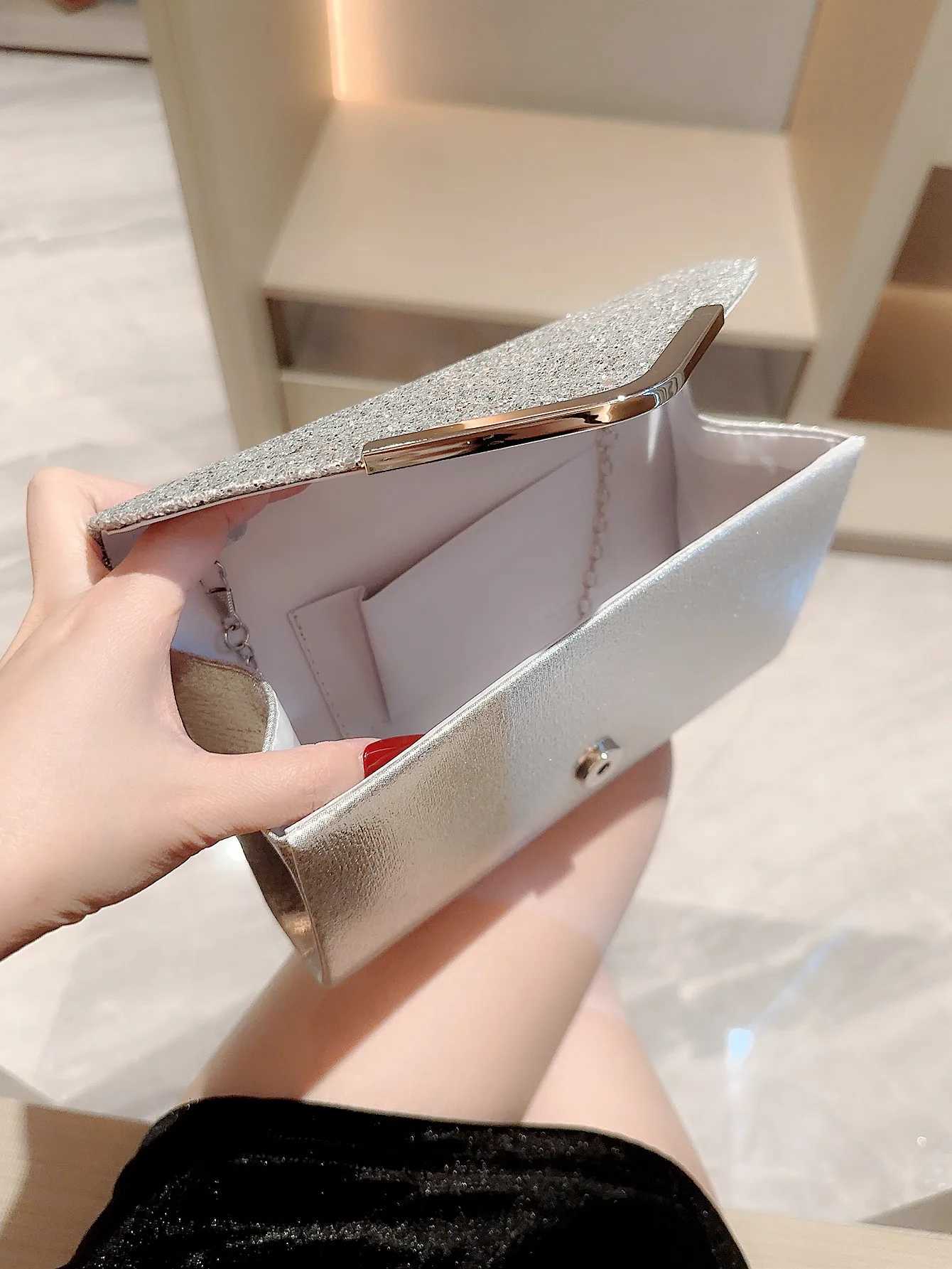 Women fashion Silver Shiny Flap Evening Bag Banquet Bag Evening Bag Party Bag Prom Bag Chain Bag Wedding Bag H251027