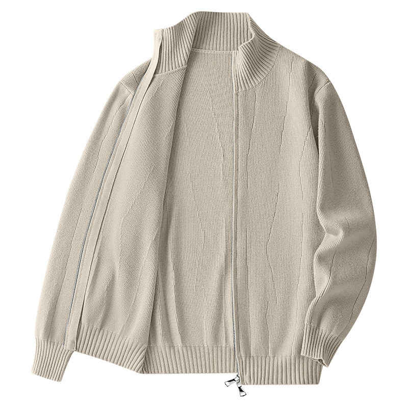 Wool Modal Double Zipper Cardigan Sweater Jacket Men's New Autumn Winter Stand Designer Sweater Collar Knitted Warm Top Clothing