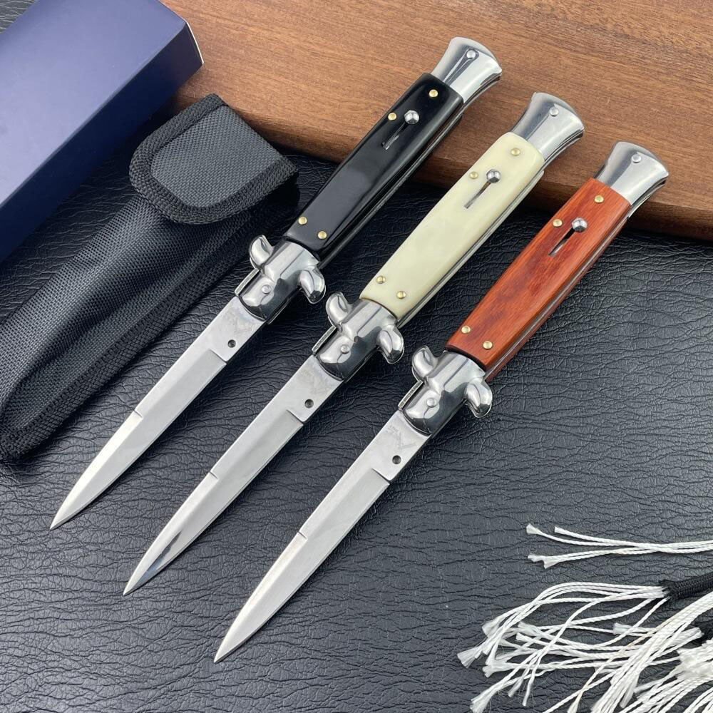 UDAL 3Models 2025 Italian Style Tactical Folding Knife 4.21 440C Blade, Acrylic/Wood Handles