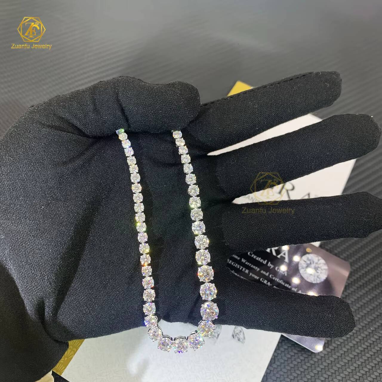 Factory Wholesale Price S925 Moissanite Diamond Tennis Necklace 2965mm Graduated VVS Chains Fine Necklaces