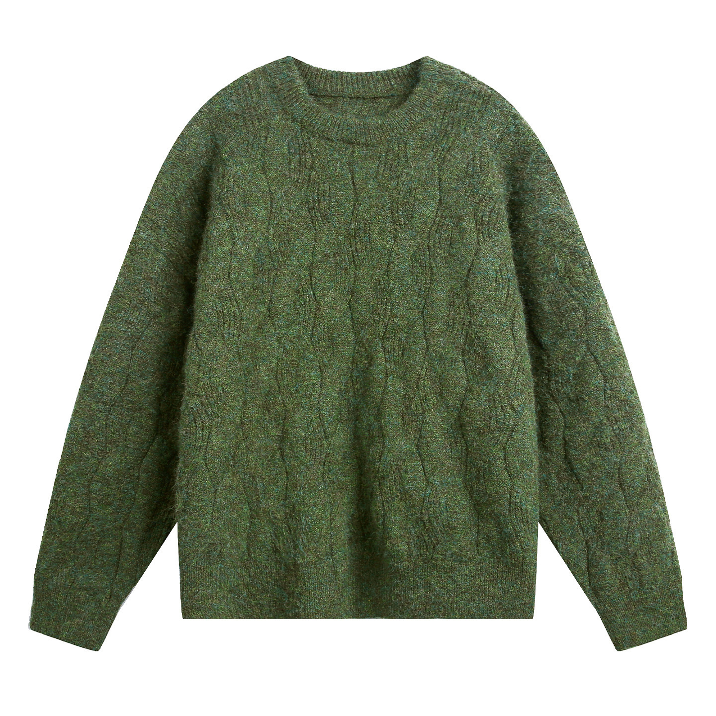 Thickened Mohair Solid Luxury Bag Designer Sweater Color Crew Neck Sweater For Men Autumn And Winter Cable Knit Loose Coat