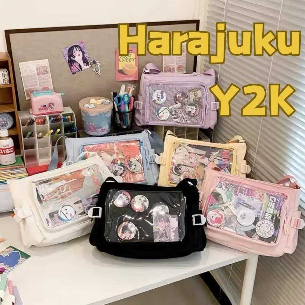 HOT Fashion Japanese Style Transparent Itabag Oneshoulder Crossbody Postman Bags Japanese Designer Preppy Handbag Purse 2025W251028