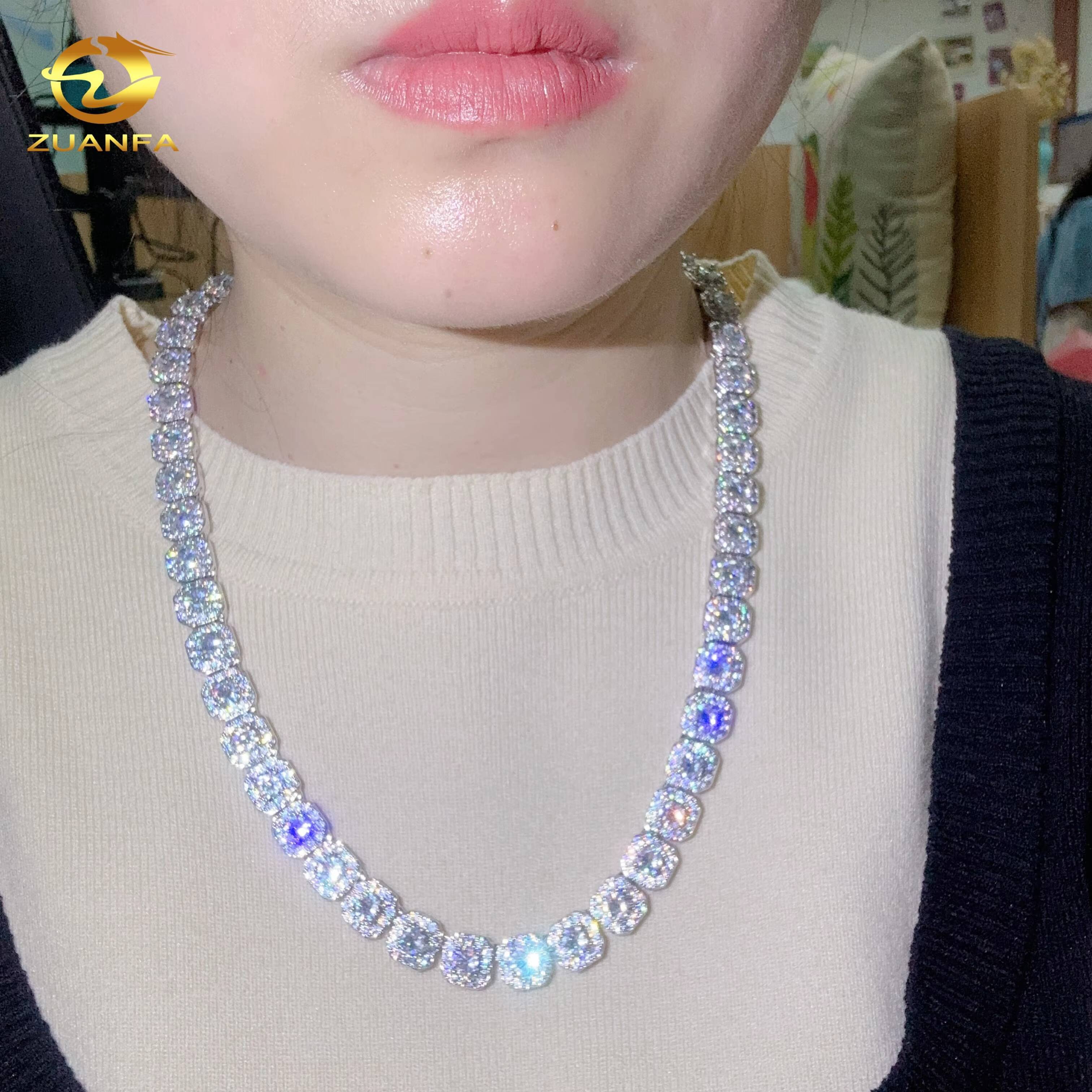 10mm 18k Gold Plated 925 Sterling Silver VVS Moissanite Jewelry Custom Diamond Iced Out Cuban Link Chain