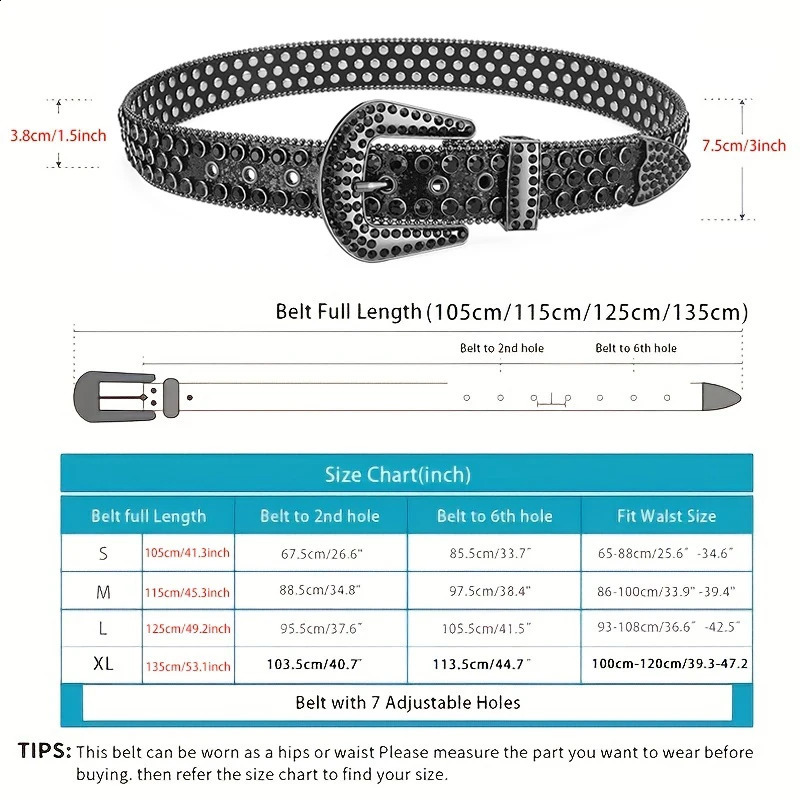 Mens Jeans Rhinestone Large Size Belt Womens Belt Western Denim Shiny Rivet Leather HipHop Punk Rock Y2K Style Belt 251027