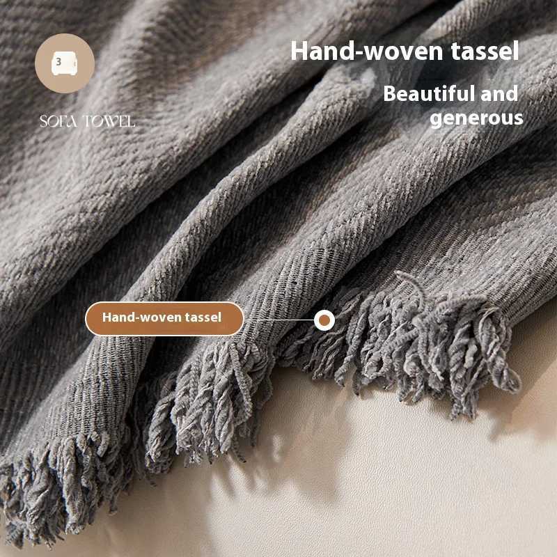 Home Sofa Cover With Tassel Living Room Sofas Blanket Cover Sofa Cover Seat 3 Seater Sofa Blanket Cover Beige C251028