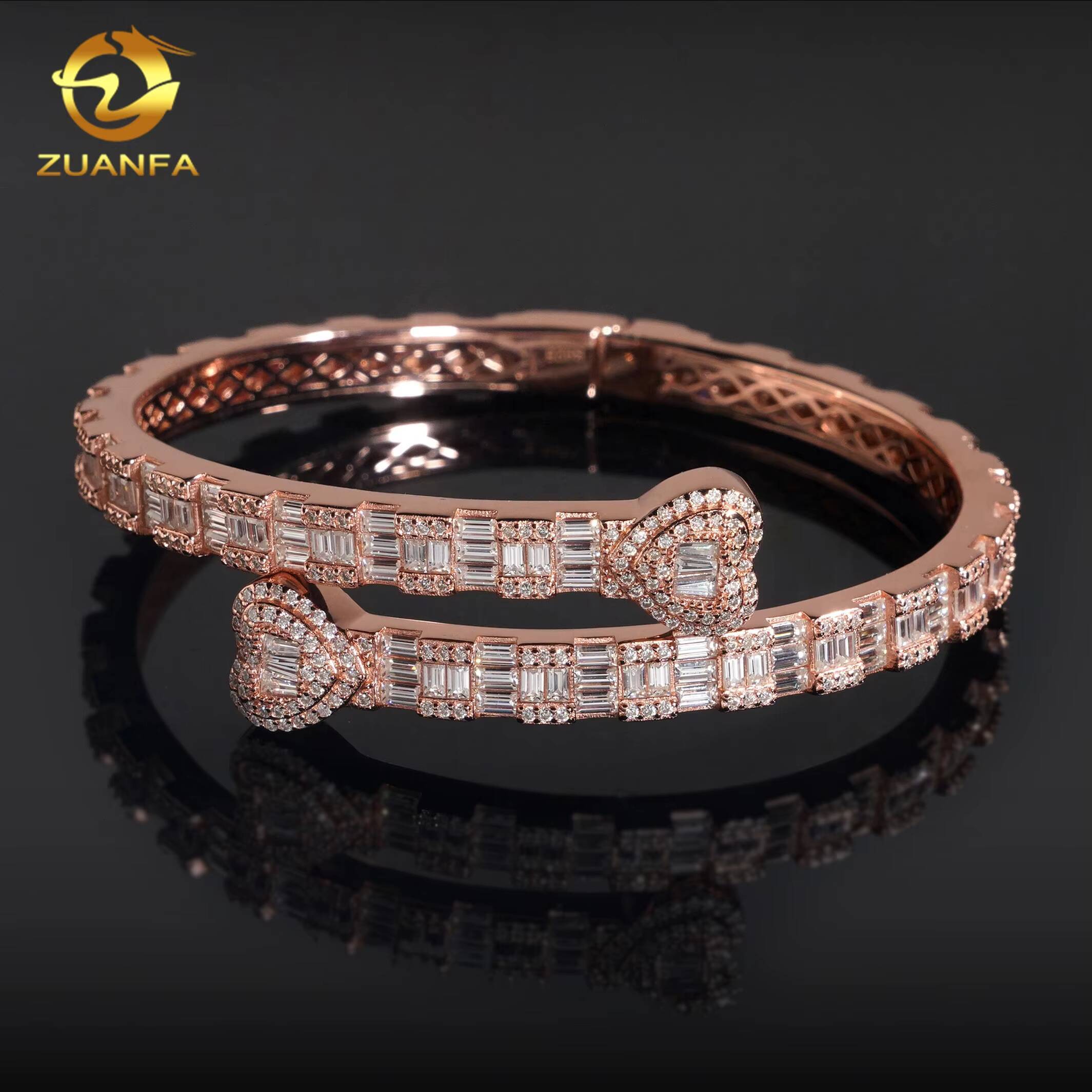 Hip Hop Jewelry 925 Silver Iced Out Fine Jewelry VVS Moissanite Diamond Heart Bracelet Bangle Men