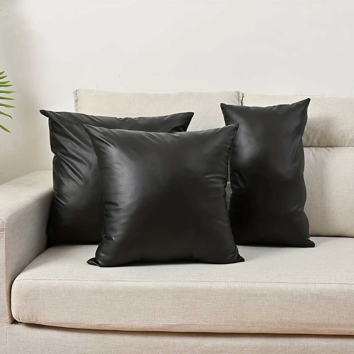 Pillow Case 1pc Thick Waterproof PU Cover European Style Luxury Lumbar Support Cushion for Sofa Living Room Office Decor C251028