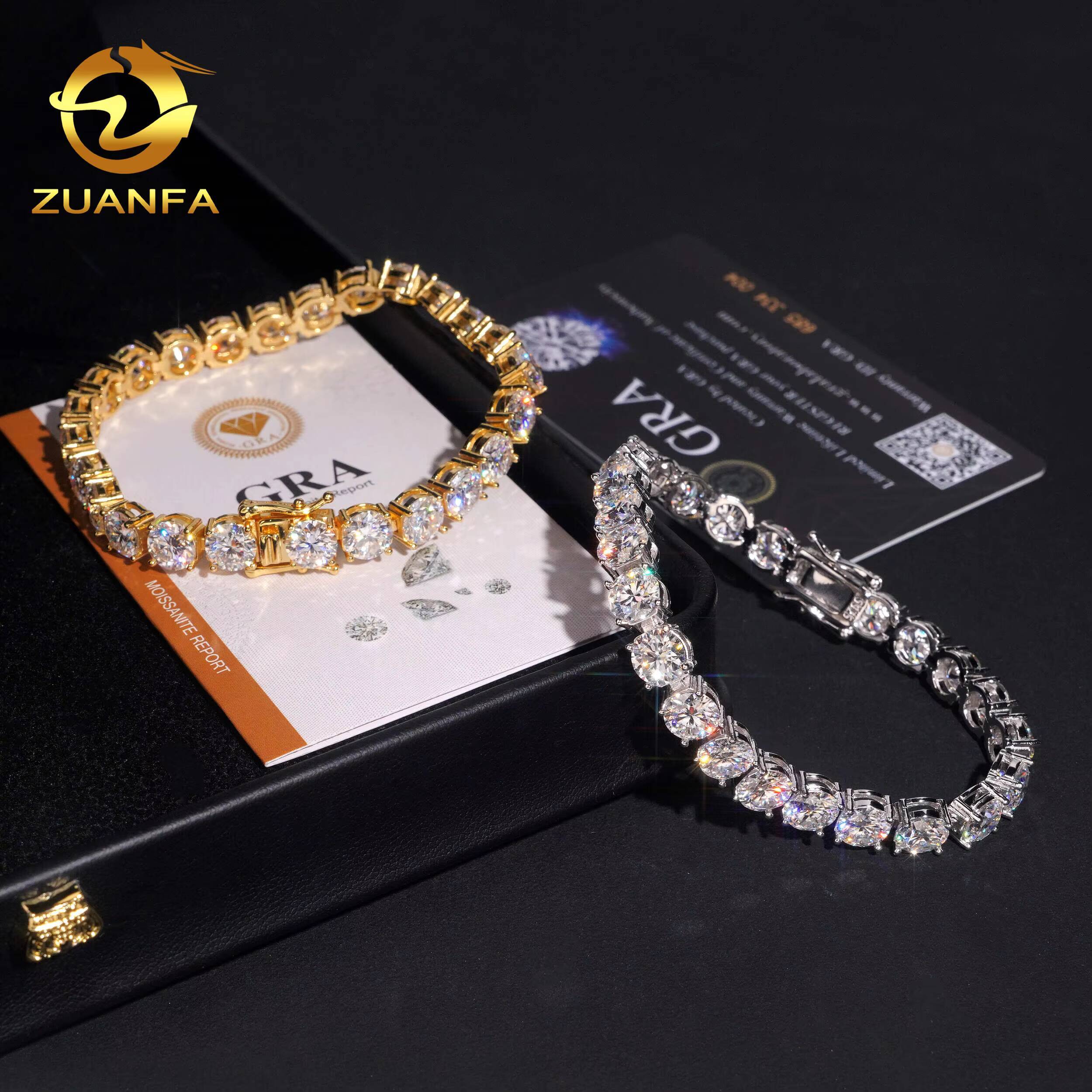 USA Stocks 65mm D Color VVS Moissanite Tennis Chain Necklace 925 Sterling Silver Iced Out Hip Hop Jewelry