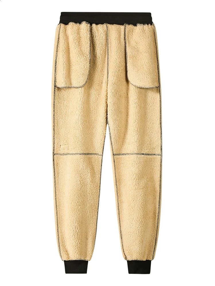 Casual for Autumn and Winter Mens Large Size Plus Velvet Pants Thermal Sports Thickened Sets Man Black Sweatpants Baggy 251027