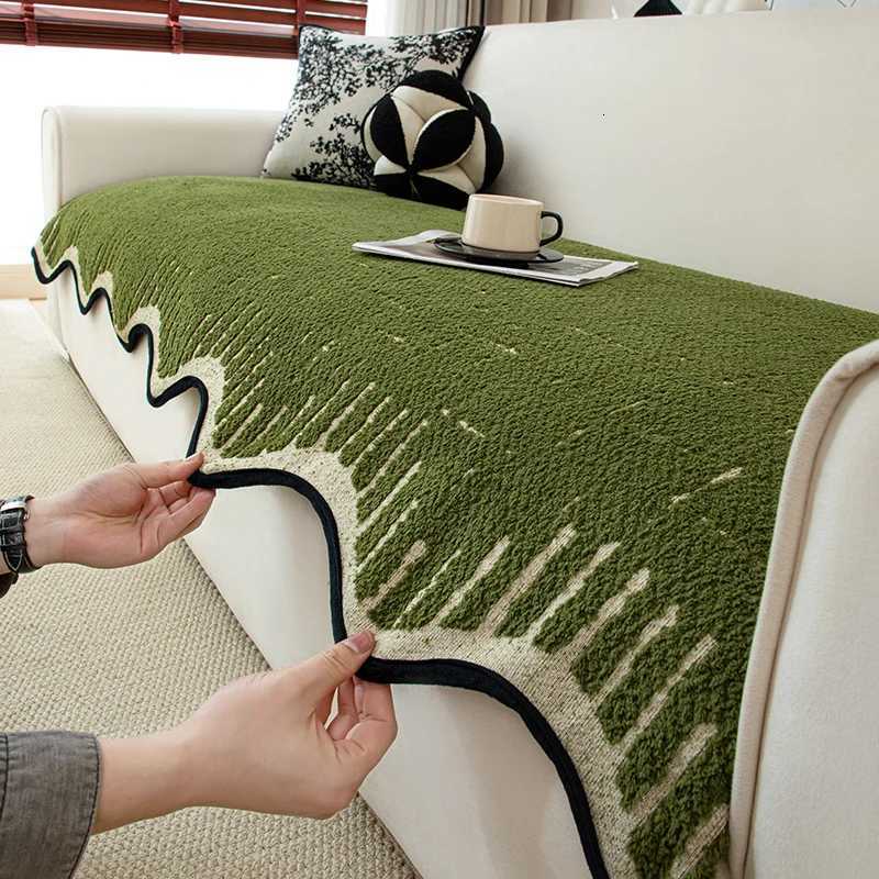 1pcs Sofa Mat with 1 side wave shaped Nonslip Cushion Protector MachineWashable Furniture Protector for Bedroom Home Decor C251028