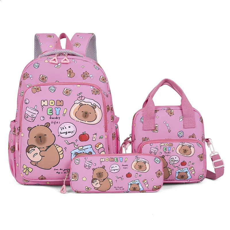 Capybara School Bags for Girls Primary Schoolbag Cartoon Backpack Set Rucksack Bagpack Kids Cute Children Book 251018
